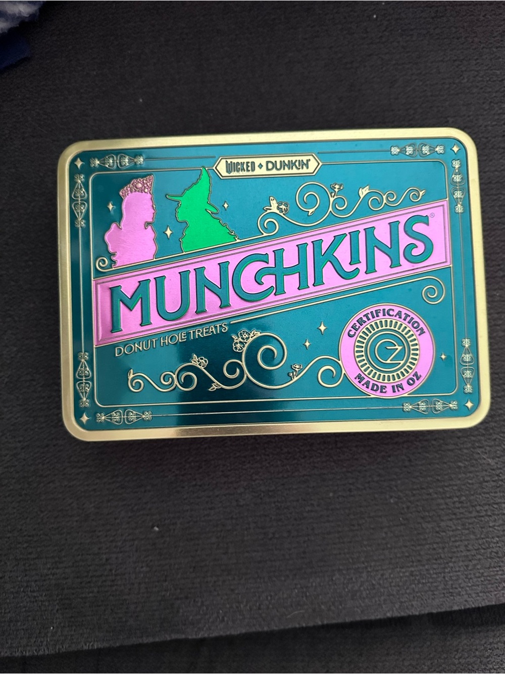 Munchkins Donut Hole Treats Decorative Storage Tin - Teal & Pink